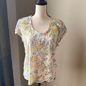 Pilcro Cream Ruched Short Sleeve Blouse